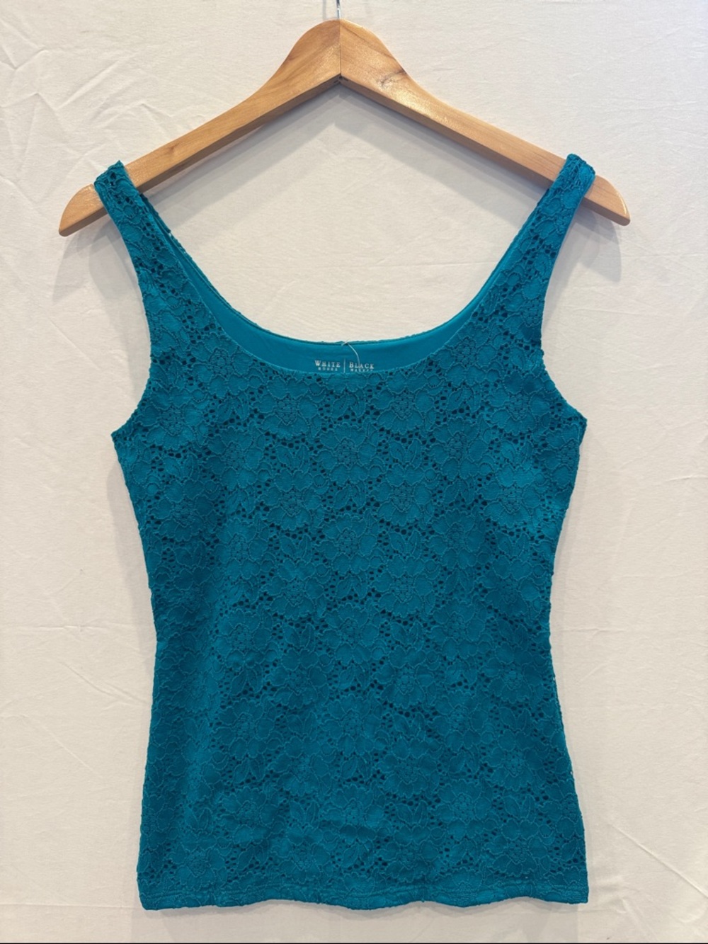 NWT White House Black Market Teal Lace Scoop Cami Tank Top, Size XS